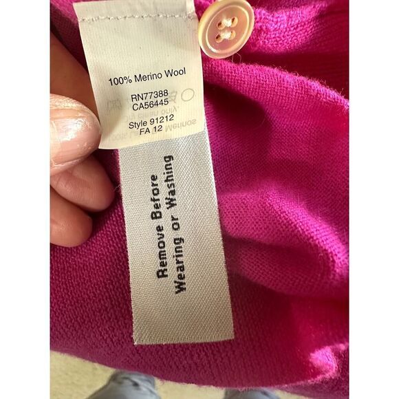 J. CREW Women's Button Down Crew Neck Wool Cardigan Sweater Pink Extra Small - Picture 8 of 10